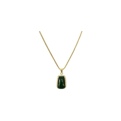 BRIA BY SAAR 925 Sterling Silver Gold-Plated Green Gemstone Pendant Necklace | Timeless Elegant Jewellery for Everyday & Special Occasions
