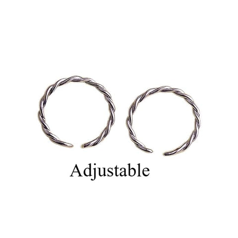 925 Sterling Silver Twisted Band Adjustable Ring/Toe Ring for Women & Girls | Minimal & Elegant Everyday Jewelry (1 Pair)