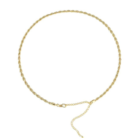 925 Silver Jewellery Trendy Gold Plated Sterling Silver Rope Chain Necklace for Girl & Women – Stylish Lightweight Fashion Jewelry with Adjustable Clasp, Perfect for Casual, Party & Gifting