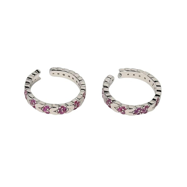 BRIA BY SAAR 925 Sterling Silver Adjustable Chain-Link Ring/Toe Ring for Women & Girls | Stylish Dual-Use Design with Pink Stone Accents | Hypoallergenic Fine Jewellery Gift (1 Pair)