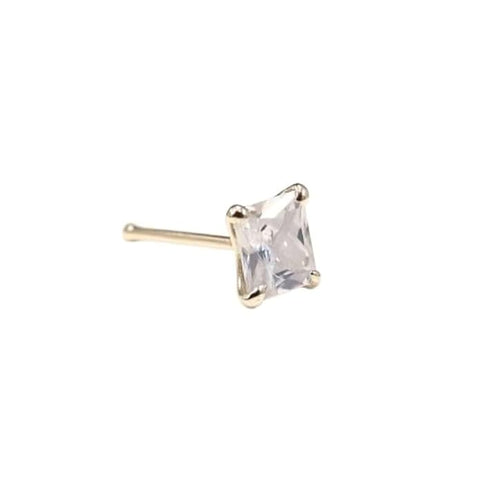 BRIA BY SAAR 925 Sterling Silver Square Stone Nose Pin for Women & Girls | Minimalist Cubic Zirconia Nose Stud | Hypoallergenic & Skin-Friendly Daily Wear Fine Jewellery