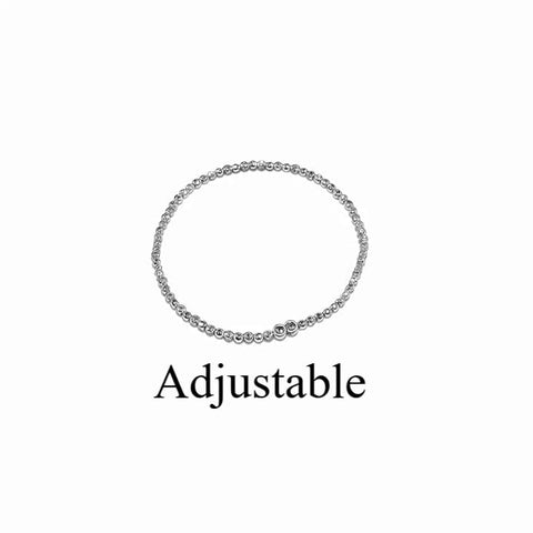 BRIA BY SAAR 925 Sterling Silver Beaded Stretch Bracelet for Women and Girls | Elegant High-Polish Silver Beads with Sparkling CZ Accents | Lightweight Daily Wear & Occasion Fine Jewellery
