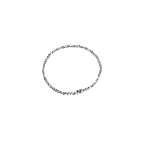 BRIA BY SAAR 925 Sterling Silver Beaded Stretch Bracelet for Women and Girls | Elegant High-Polish Silver Beads with Sparkling CZ Accents | Lightweight Daily Wear & Occasion Fine Jewellery