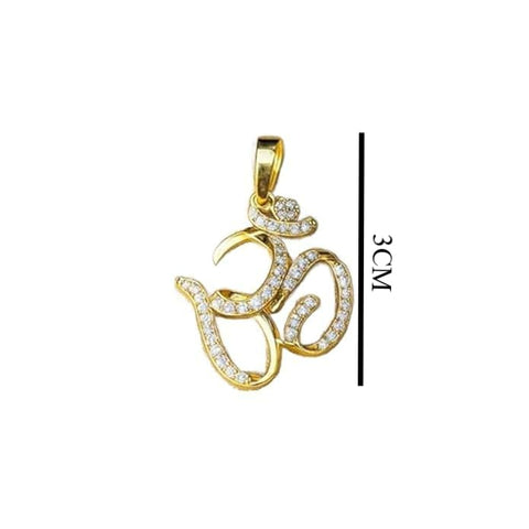 BRIA BY SAAR 925 Sterling Silver Gold-Plated Om Pendant for Men & Women | Lightweight Spiritual Jewellery | Sacred Symbol of Peace & Positivity | (Pendant Only)