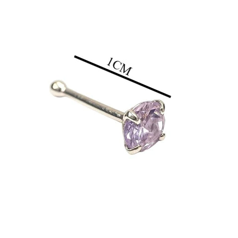 BRIA BY SAAR 925 Sterling Silver Square Crystal Nose Stud for Women & Girls | Minimalist Sparkling CZ Nose Pin | Hypoallergenic & Skin-Friendly Daily Wear Fine Jewellery