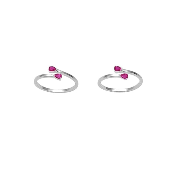 925 Sterling Silver Adjustable Ring/Toe Ring for Women & Girls | Elegant Pear-Cut Pink Stone Design | Hypoallergenic Fine Jewelry Gift (1 Pair)