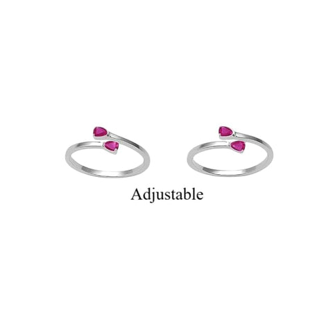 BRIA BY SAAR 925 Sterling Silver Adjustable Ring/Toe Ring for Women & Girls | Elegant Pear-Cut Pink Stone Design | Hypoallergenic Fine Jewelry Gift (1 Pair)