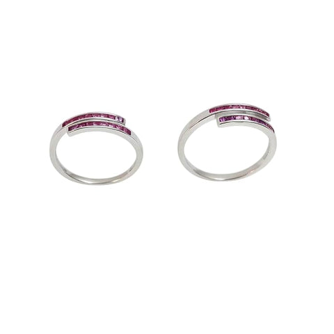 BRIA BY SAAR 925 Sterling Silver Adjustable Ring/Toe Ring for Women & Girls | Elegant Pink Stone Dual Band Design | Hypoallergenic Fine Jewelry Gift (1 Pair)