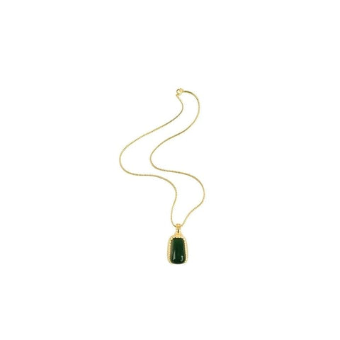 BRIA BY SAAR 925 Sterling Silver Gold-Plated Green Gemstone Pendant Necklace | Timeless Elegant Jewellery for Everyday & Special Occasions