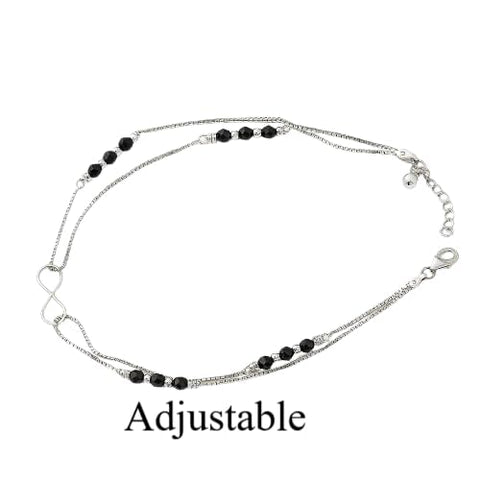 BRIA BY SAAR 925 Sterling Silver Twist Design Anklets for Women & Girls | Lightweight Minimalist Payal Jewellery | Elegant Adjustable Chain Foot Accessory (1 Pair)