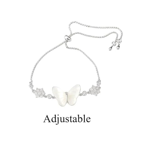 BRIA BY SAAR 925 Sterling Silver Butterfly Charm Bracelet for Women and Girls | Iridescent Mother of Pearl Butterfly Design | Adjustable Fine Jewellery for Daily and Party Wear | Elegant Birthday and Anniversary Gift