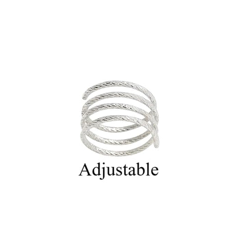 BRIA BY SAAR 925 Sterling Silver Multi-Layer Spiral Ring | Adjustable Minimalist Band | Elegant Fine Jewellery Gift for Women & Girls