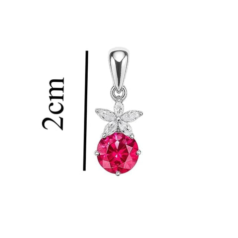 BRIA BY SAAR 925 Sterling Silver Pendant for Women & Girls | Elegant Floral Design with Sparkling Pink Stone | Silver Jewelry Gift (Without Chain)