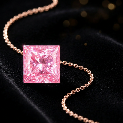 Luxury 1.89 Carat Pink Moissanite Loose Stone 7x7mm Princess Cut | GRA Certified VVS1 Clarity Pink Moissanite Gemstone | Brilliant Diamond Alternative for Rings, Pendants, Earrings & Custom Jewelry Men & Women (Stone Only)