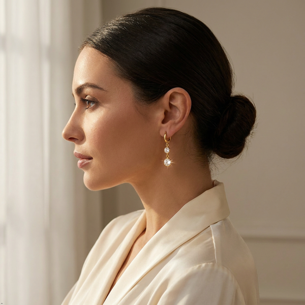 18K Gold Plated Anti-Tarnish CZ Hoop Earrings Set of 6