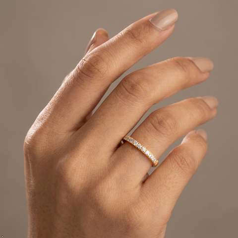 Gold Plated Crystal Band Ring Daily Wear Unisex
