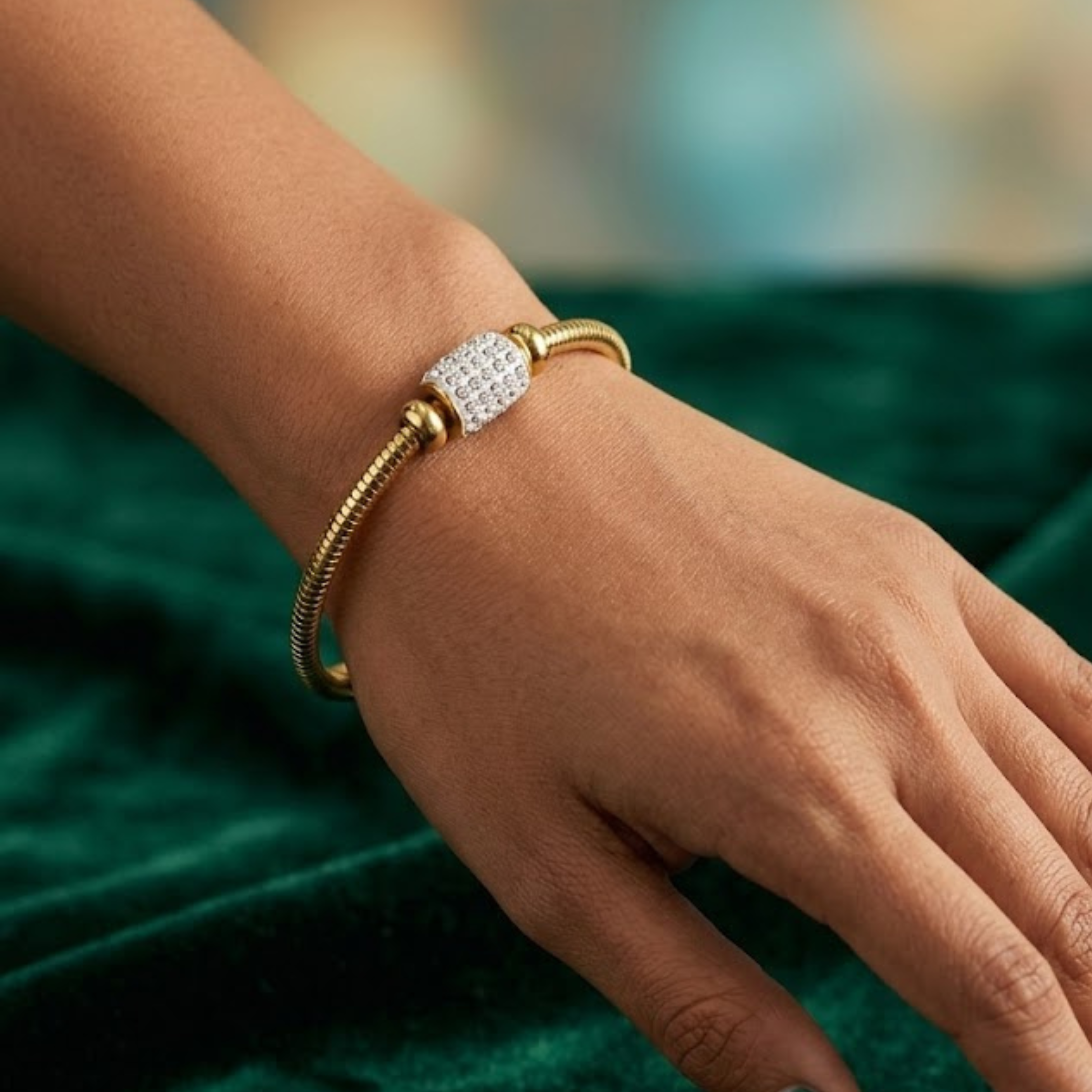 Stainless Steel Golden Adjustable Gold Plated Kada Bracelet With Greek Key Pattern For Women | Premium Anti-Tarnish Open Cuff Bracelet | Stylish Daily Wear Fashion & Gifting