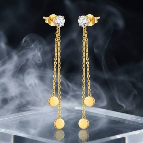 Bria By Saar 18K Gold Plated Cubic Zirconia Hoop Earrings For Women & Girls | Premium Glossy Finish Anti-Tarnish Earrings | Stylish Daily Wear Fashion Jewellery For Party, Casual & Gifting (Pair)