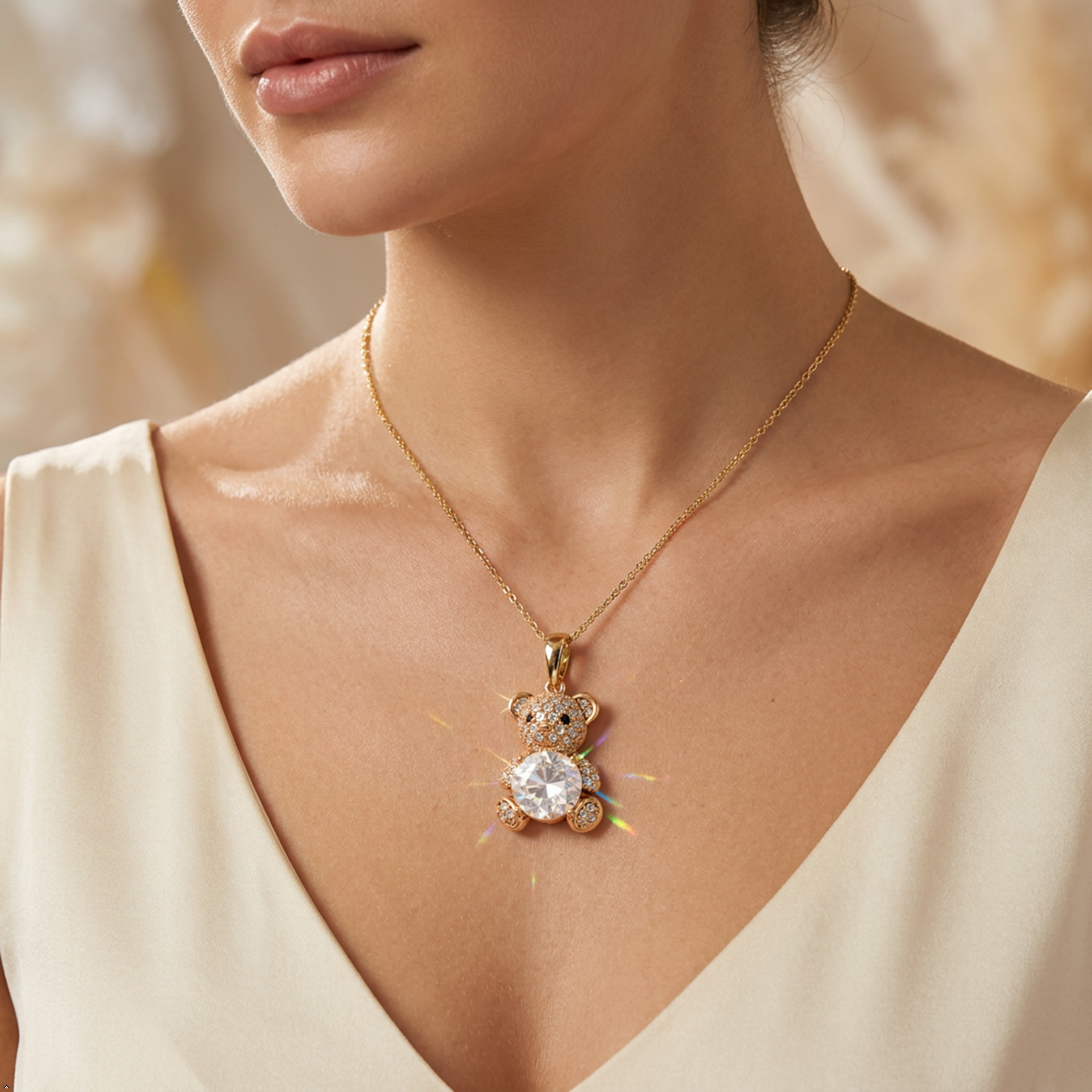 Bria By Saar Copper Gold-Plated Adjustable Cubic Zirconia Locket For Women & Girls | Premium Cz Pendant Necklace With Adjustable Chain | Anti-Tarnish Fashion Jewellery For Daily Wear