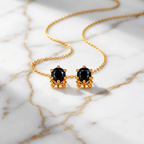 Gold Plated Black Cubic Zirconia Stud Earrings for Women