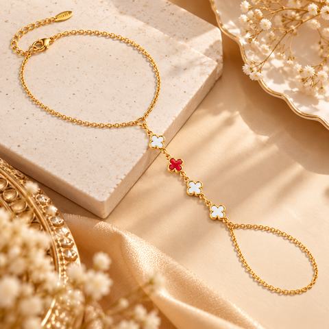 Gold Plated Star Hathphool for Women, Hand Chain with Finger Ring