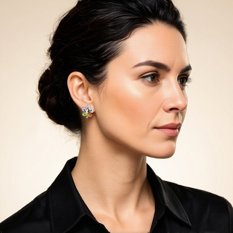 Bria By Saar Copper Gold-Plated Cubic Zirconia Stud Earrings For Women & Girls | Premium Glossy Finish Anti-Tarnish Earrings | Stylish Daily Wear Fashion Jewellery For Party, Casual & Gifting (Pair)