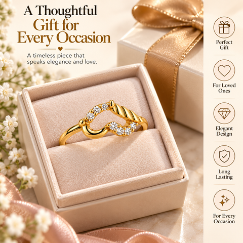 Gold Plated Crystal Heart Ring for Women, Cubic Zirconia, Size 6
