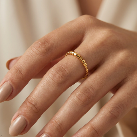 Gold Plated Crystal Band Ring Daily Wear Unisex