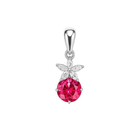 BRIA BY SAAR 925 Sterling Silver Floral Pendant for Women and Girls | Elegant Flower Motif with Sparkling Pink Center Stone | Hypoallergenic Fine Silver Jewelry | (Chain Not Included)