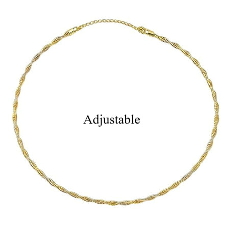 BRIA BY SAAR 925 Sterling Silver Gold-Plated Twisted Rope Necklace Chain for Women | Elegant Lightweight Daily Fine Jewellery | Versatile Layering Chain for Parties & Gifting