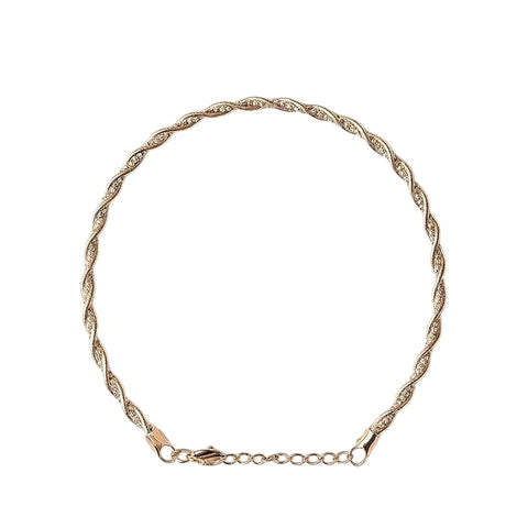 BRIA BY SAAR Jewellers Triple-Tone Twisted Chain 925 Silver Anklet, Pair | Silver, Rose Gold and Gold Plated | Gift for Women & Girls (Pack Of 2 Pair)