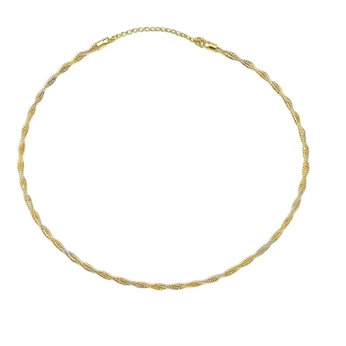 BRIA BY SAAR 925 Sterling Silver Gold-Plated Twisted Rope Necklace Chain for Women | Elegant Lightweight Daily Fine Jewellery | Versatile Layering Chain for Parties & Gifting