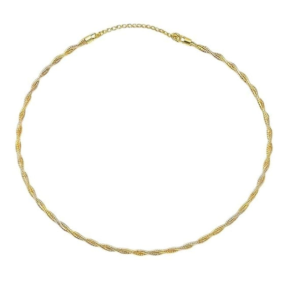 BRIA BY SAAR 925 Sterling Silver Gold-Plated Twisted Rope Necklace Chain for Women | Elegant Lightweight Daily Fine Jewellery | Versatile Layering Chain for Parties & Gifting