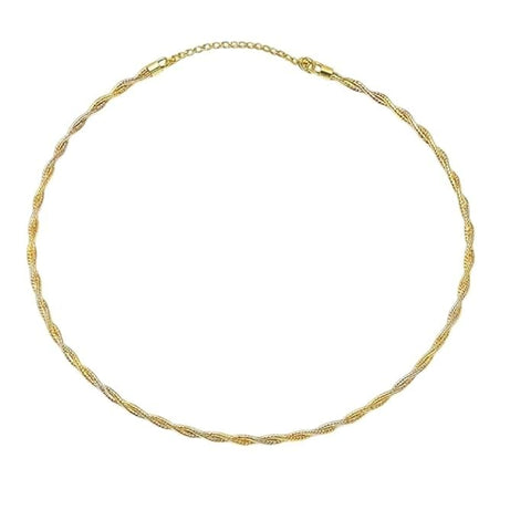 BRIA BY SAAR 925 Sterling Silver Gold-Plated Twisted Rope Necklace Chain for Women | Elegant Lightweight Daily Fine Jewellery | Versatile Layering Chain for Parties & Gifting