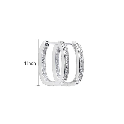 925 Sterling Silver Hoop Earrings for Women | Classic Channel-Set CZ Stone Huggie Hoops | Elegant Daily & Fashion Wear Jewelry