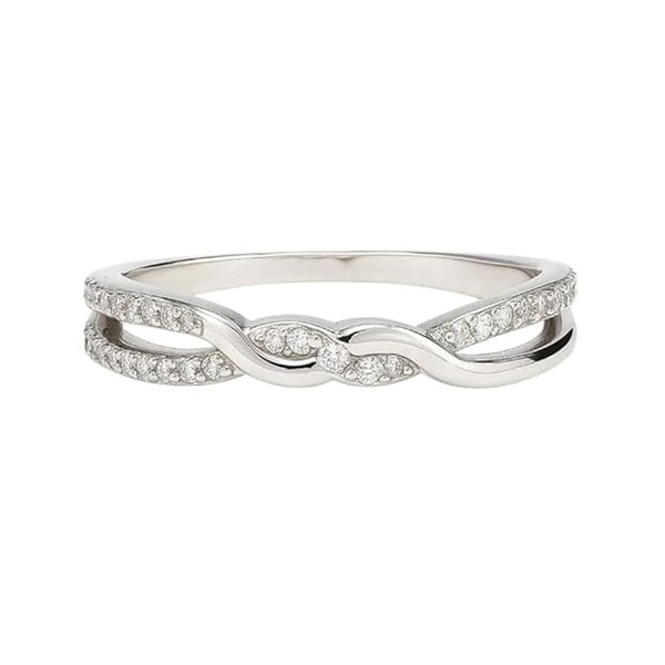 BRIA BY SAAR 925 Sterling Silver Knot Ring for Women | Elegant Intertwined Unity Design with Sparkling Cubic Zirconia | Symbolic Promise & Infinity Ring | Gift for Her