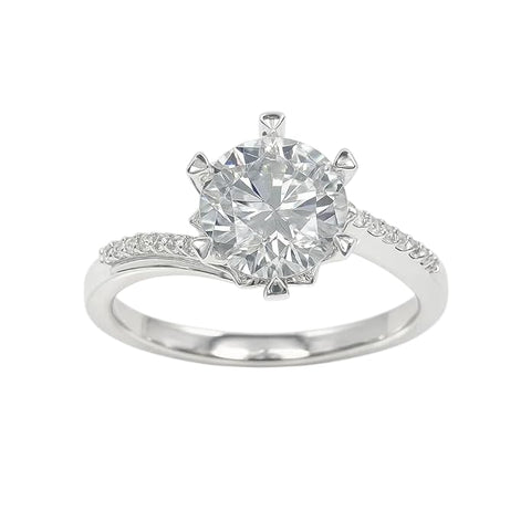 BRIA BY SAAR 925 Sterling Silver Solitaire Ring for Women & Girls | Elegant Adjustable Finger Ring with Brilliant Round Cut Stone & Carved Band