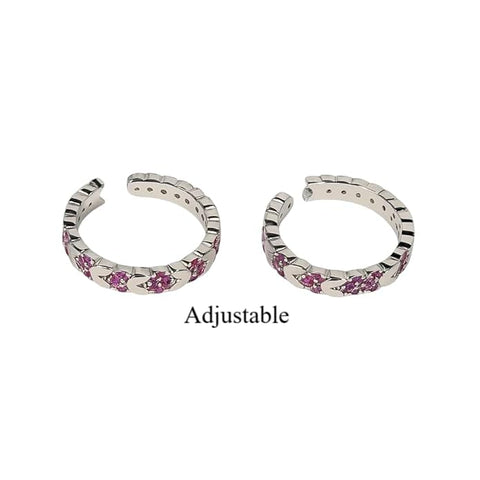 BRIA BY SAAR 925 Sterling Silver Adjustable Chain-Link Ring/Toe Ring for Women & Girls | Stylish Dual-Use Design with Pink Stone Accents | Hypoallergenic Fine Jewellery Gift (1 Pair)