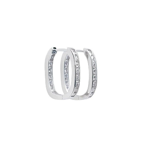 BRIA BY SAAR 925 Sterling Silver Channel-Set CZ Hoop Earrings for Women and Girls | Classic Huggie Design | Elegant Daily and Party Wear Fine Jewellery | Hypoallergenic and Skin-Friendly