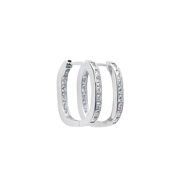 925 Sterling Silver Channel-Set CZ Hoop Earrings for Women and Girls | Classic Huggie Design | Elegant Daily and Party Wear Fine Jewellery | Hypoallergenic and Skin-Friendly(pair of 1)