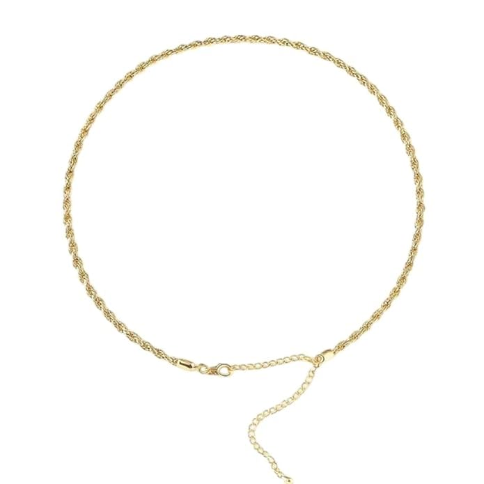 BRIA BY SAAR 925 Sterling Silver Gold-Plated Rope Chain Necklace for Women & Girls | 18K Yellow Gold Finish Trendy Twisted Link Chain | Minimalist Daily Wear Fine Jewellery | Adjustable Length