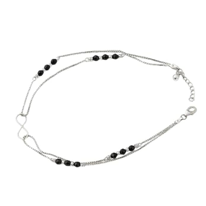 BRIA BY SAAR 925 Sterling Silver Twist Design Anklets for Women & Girls | Lightweight Minimalist Payal Jewellery | Elegant Adjustable Chain Foot Accessory (1 Pair)