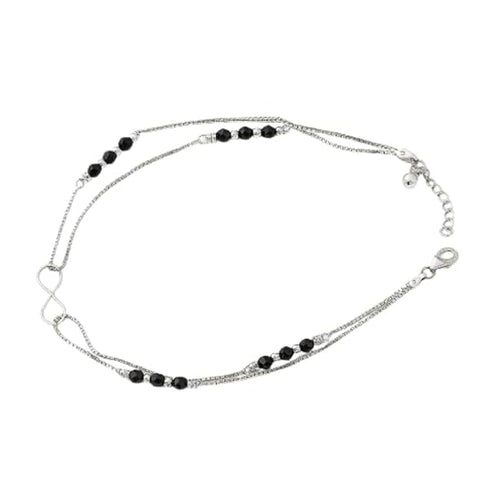 BRIA BY SAAR 925 Sterling Silver Twist Design Anklets for Women & Girls | Lightweight Minimalist Payal Jewellery | Elegant Adjustable Chain Foot Accessory (1 Pair)