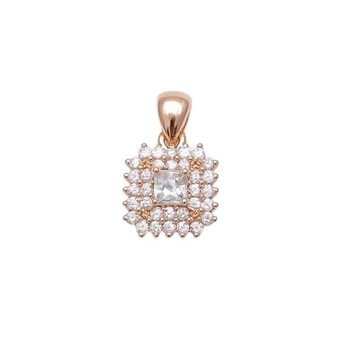 BRIA BY SAAR 925 Sterling Silver Square Pendant for Women & Girls | Elegant Geometric Design with Sparkling Stone Accents | Minimalist Fine Jewellery Gift (Pendant Only)