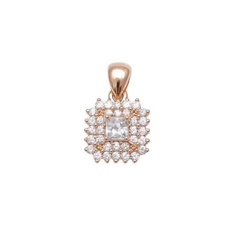 BRIA BY SAAR 925 Sterling Silver Pendant for Women & Girls | Square Design with Sparkling Stones | Elegant Silver Jewelry Gift (Without Chain)