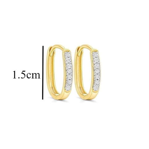 BRIA BY SAAR 925 Sterling Silver Gold-Plated Huggie Hoop Earrings for Women | Classic CZ Stone Studded Small Hoops | Elegant Daily Wear & Festive Fine Jewellery