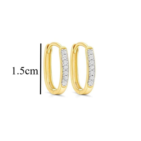 925 Sterling Silver Gold-Plated Huggie Hoop Earrings for Women | Classic CZ Stone Studded Small Hoops | Elegant Daily & Jewelry
