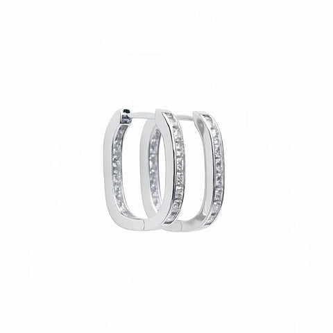 925 Sterling Silver Hoop Earrings for Women | Classic Channel-Set CZ Stone Huggie Hoops | Elegant Daily & Fashion Wear Jewelry