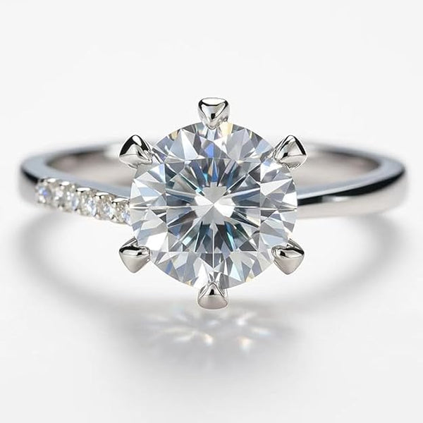 BRIA BY SAAR 925 Sterling Silver Adjustable Solitaire Finger Ring for Women and Girls | Elegant Side-Stone Accents | Resizable Cubic Zirconia Promise Ring | Hypoallergenic and Skin-Friendly