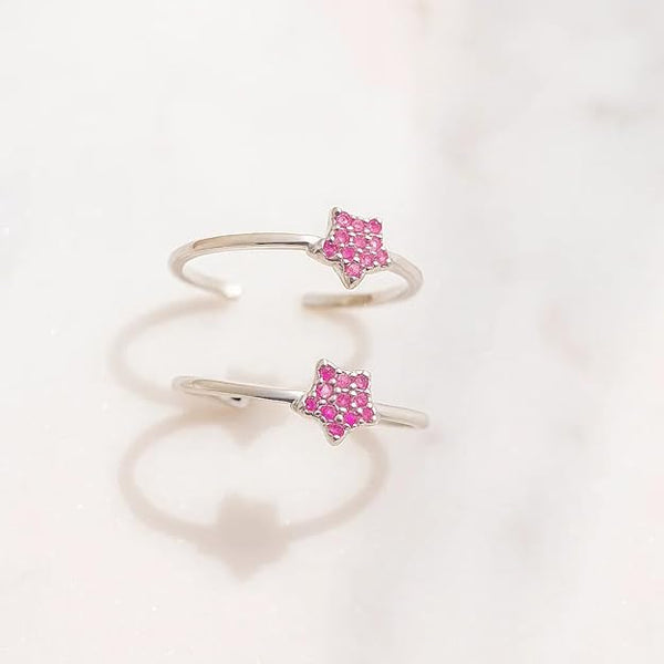 BRIA BY SAAR 925 Sterling Silver Twisted Band Adjustable Ring for Women and Girls | Minimalist Dual-Wear Finger or Toe Ring Set | Lightweight Daily Wear Fine Jewellery | 1 Pair (Set of 2)
